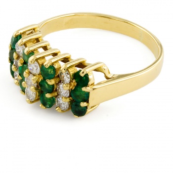 18ct gold Emerald/Diamond Cluster Ring size K